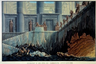 Theaterdecor voor de betoverende fluit (Opera 