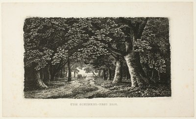 Bosweg met een koets door Karl Friedrich Schinkel