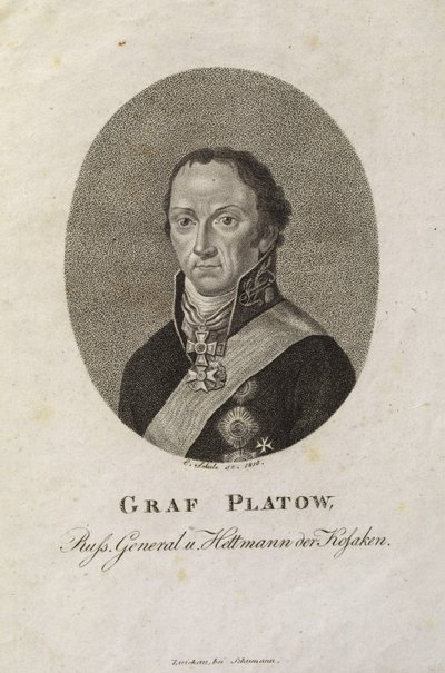 Portret van graaf Matvei Ivanovich Platov door Karl Friedrich Schulz