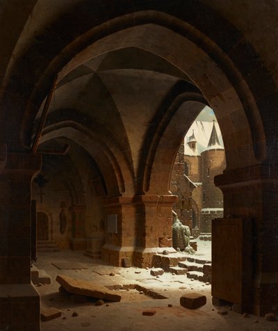 Uitzicht op de Kloosterhof in de Winter door Carl Georg Adolph Hasenpflug