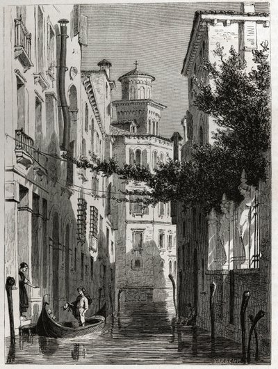 Het paleis van Bianca Cappello in Venetië. Gravure in Le tour du monde, bewerkt door Edouard Charton. door Karl Girardet