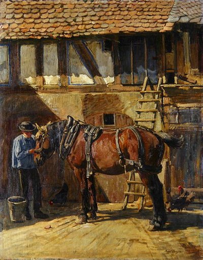 Boer met paard door Karl Gottlieb Lenz