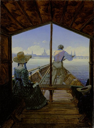 Vroege ochtend aan de Elbe, nabij Dresden, 1827 door Karl Gustav Carus