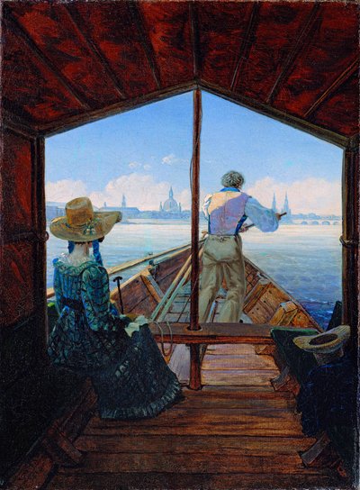 Ochtend op de Elbe door Karl Gustav Carus
