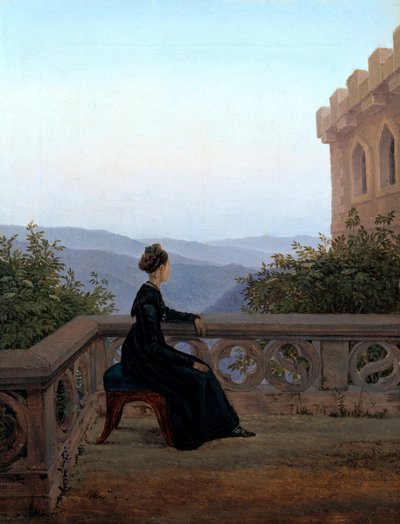 Vrouw op het balkon door Karl Gustav Carus