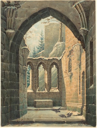Ruïnes van het Oybin Klooster in de Winter door Karl Heinrich Beichling