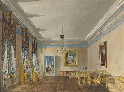 Salon in het huis van prinses Anna Gagarina in Petersburg, 1799 door Karl Ivanovich Kolmann