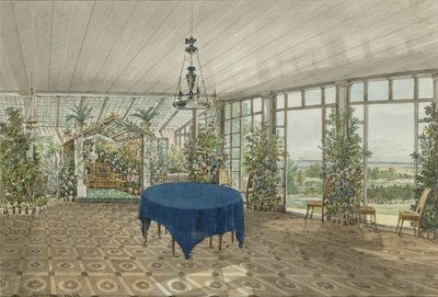 Wintertuin in het Pavlino-landgoed van Vielgorsky, 1834 door Karl Ivanovich Kolmann