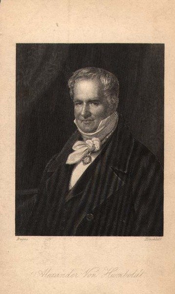 Alexander von Humboldt (1769-1859), gegraveerd door Hinchliff door Karl Joseph (after) Begas