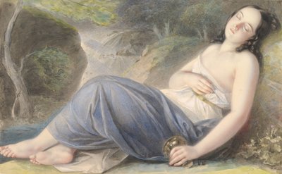 Psyche slapend in een landschap, 1837 door Karl Joseph Aloys Agricola