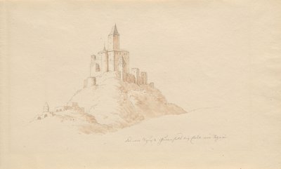 Het oude kasteel Gutenfels bij Kaub aan de Rijn door Karl Julius Von Leypold