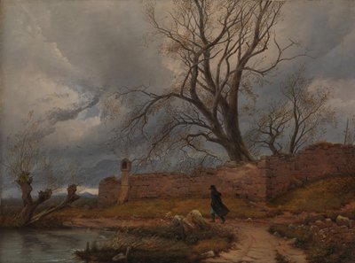 Wandelaar in de storm door Karl Julius Von Leypold