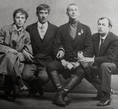 Osip Mandelstam, Korney Chukovsky, Benedikt Livshits en Yury Annenkov, 1914 door Karl Karlovich Bulla