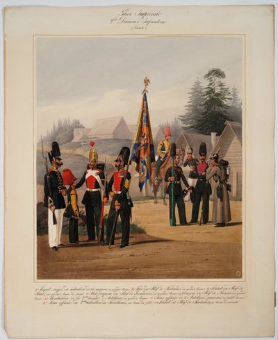 Soldaten van de 2e Garde Infanteriedivisie van de Russische Keizerlijke Garde, 1867 door Karl Karlovich Piratsky