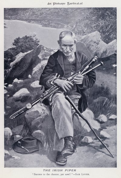 De Ierse doedelzakspeler (zwart-wit foto) door Karl Karlovich Piratsky