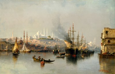 Uitzicht op Constantinopel vanaf de Gouden Hoorn door Karl Kaufmann