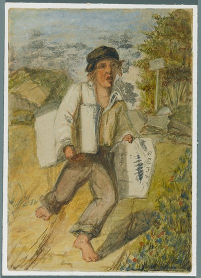 Krantenjongen, 1864 door Karl L.H. Mueller