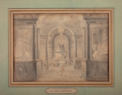 Napoleon aan het werk in de bibliotheek van het Kasteel van Malmaison, c.1806 door Karl Loeillot Hartwig