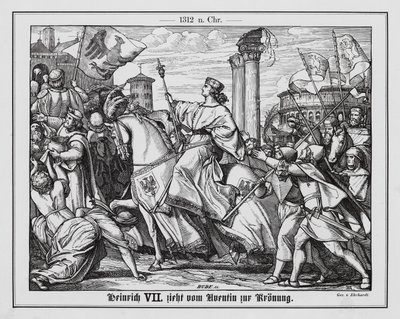 Koning Hendrik VII van Duitsland op weg naar zijn kroning tot Heilige Roomse Keizer door Karl Ludwig Adolf Ehrhardt