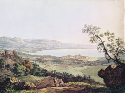 Uitzicht op Genève vanuit Saconex in Savoye door Karl Ludwig Hackert