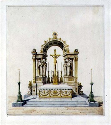 Ontwerp voor een neoklassiek hoogaltaar door Karl Ludwig Wilhelm Zanth