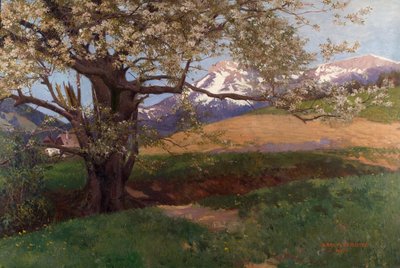 Bloeiende kersenboom door Karl Maria Schuster