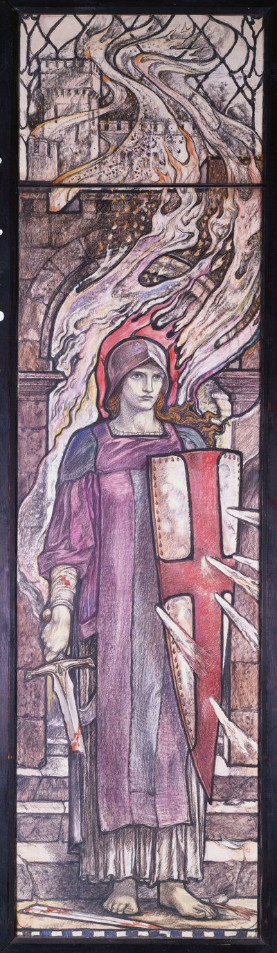 Moed: Ontwerp voor glas-in-lood in All Saints Church, Eastchurch, Isle of Sheppey, ca. 1912 door Karl Parsons