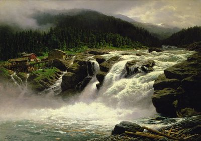Noorse Waterval, bij Lofor in Valders door Karl Paul Themistocles von Eckenbrecher