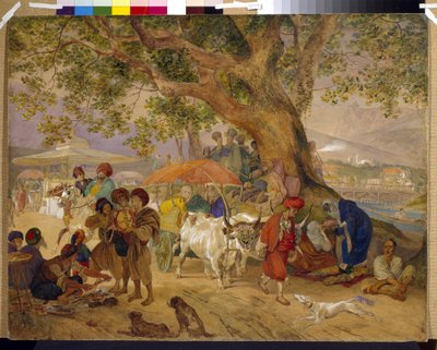 Zoetwaterbronnen bij Constantinopel (Ottomaanse Rijk, nu Istanboel, Turkije) door Karl Pavlovich Bryullov