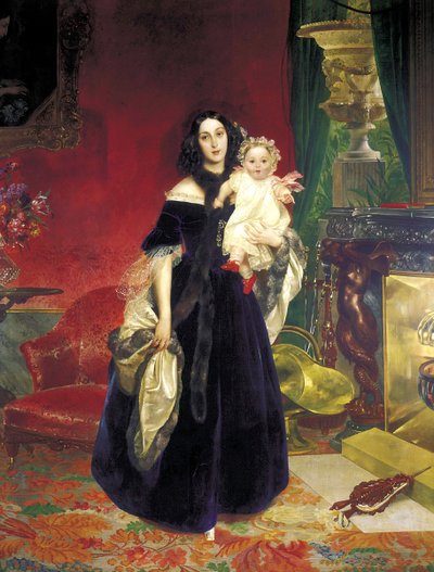 Maria Arkadyevna Stolypina Beck met haar dochter door Karl Pavlovich Bryullov