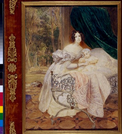 Portret van Maria Butevena met haar dochter Maria door Karl Pavlovich Bryullov