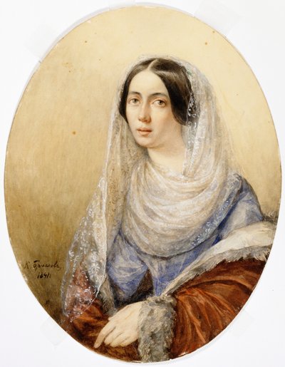 Portret van een jonge dame, 1841 door Karl Pavlovich Bryullov