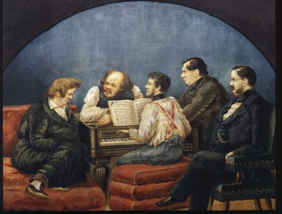 De componist Michail I Glinka en zijn vrienden (groepsportret) door Karl Pavlovich Bryullov