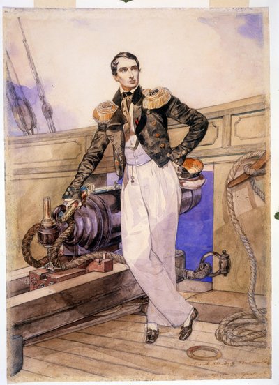 Vladimir Alekseievitch Kornilov aan boord van de brig Themistocles door Karl Pavlovich Bryullov