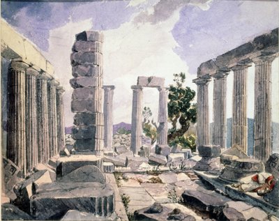 Zicht op de Tempel van Apollo Epicurius in Bassae door Karl Pavlovich Bryullov