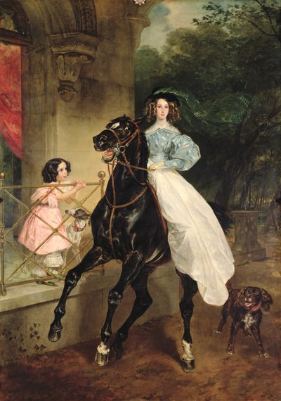 De amazone, portret van Giovanina en Amacilia Paccini, pupillen van gravin Samoilova door Karl Pavlovich Bryullov