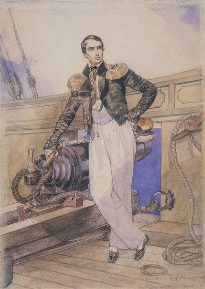 Vladimir Alexeyevich Kornilov aan boord van de brig Themistocles door Karl Pavlovich Bryullov
