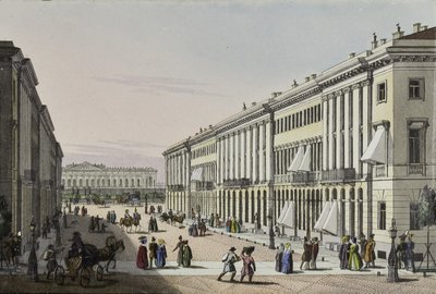 De Mikhailovskaya Straat met uitzicht op het Michael Paleis in Sint-Petersburg, eerste helft van de 19e eeuw door Karl Petrovich Beggrov