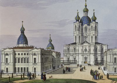 Het Smolny-klooster van de Opstanding in Sint-Petersburg, eerste helft van de 19e eeuw door Karl Petrovich Beggrov