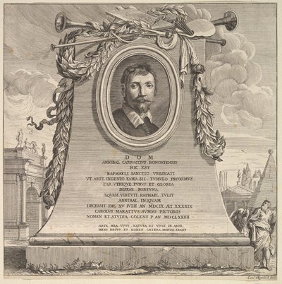 Het graf van Annibale Carracci, 1690-1735 door Karl Remshardt