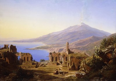 Teatro Greco, Taormina, met Etna op de Achtergrond, 1852 door Karl Robert Kummer