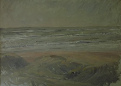 Uitzicht vanaf de duinen over de Noordzee door Karl Schou