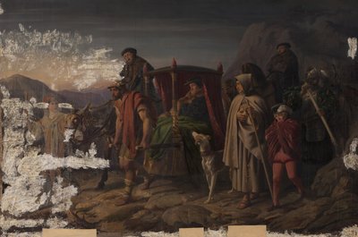 Keizer Karel V. op de vlucht voor Moritz van Saksen door Karl Swoboda