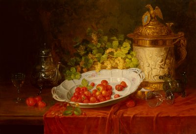 Stilleven met aardbeien en druiven door Karl Thoma Hofele