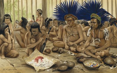 Festival van de doden van de Bororo-indianen van Centraal-Brazilië door Karl Von den Steinen