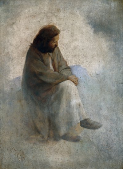 Zelfportret als Christus door Karl Wilhelm Diefenbach
