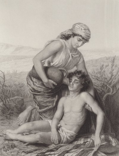 Hagar en Ismaël door Karl Wilhelm Friedrich Bauerle