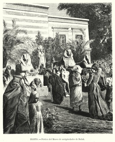 Portiek van het Egyptisch Museum van Oudheden, Bulaq, Caïro, Egypte door Karl Wilhelm Gentz