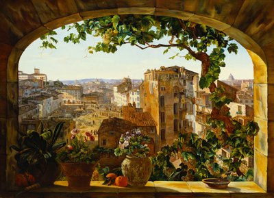 Piazza Barberini, Rome, 1830 door Karl von Bergen