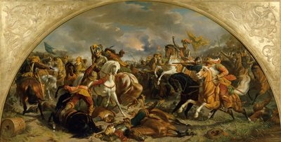 De overwinning van het Oostenrijkse leger op de Zweden bij Nördlingen 1634 door Karl von Blaas